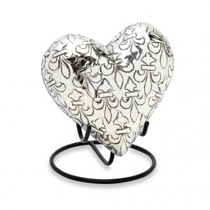 Silver Fleur De Lis Keepsake Heart