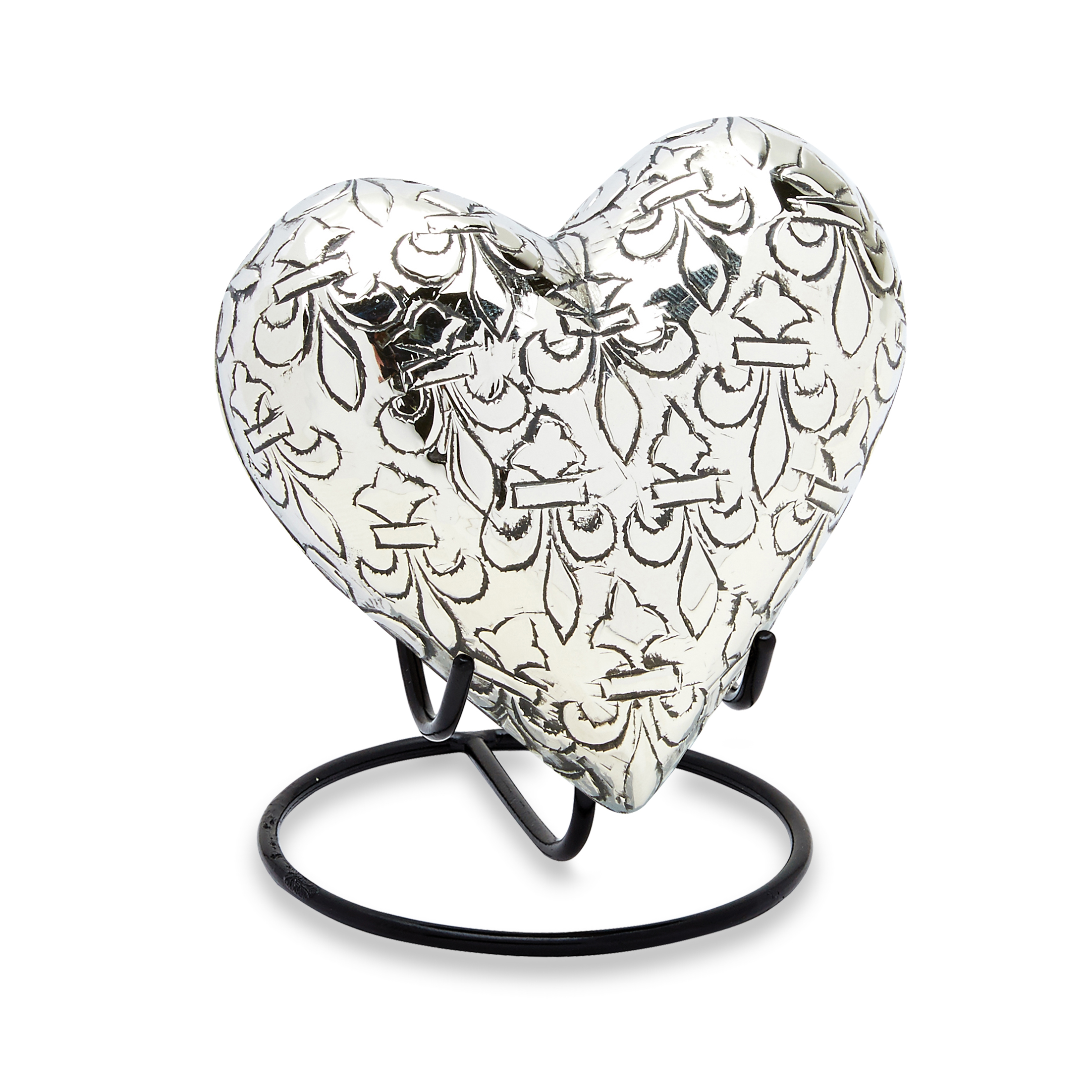 Silver Fleur De Lis Keepsake Heart