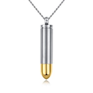 Two Tone Bullet Cremation Urn Pendant