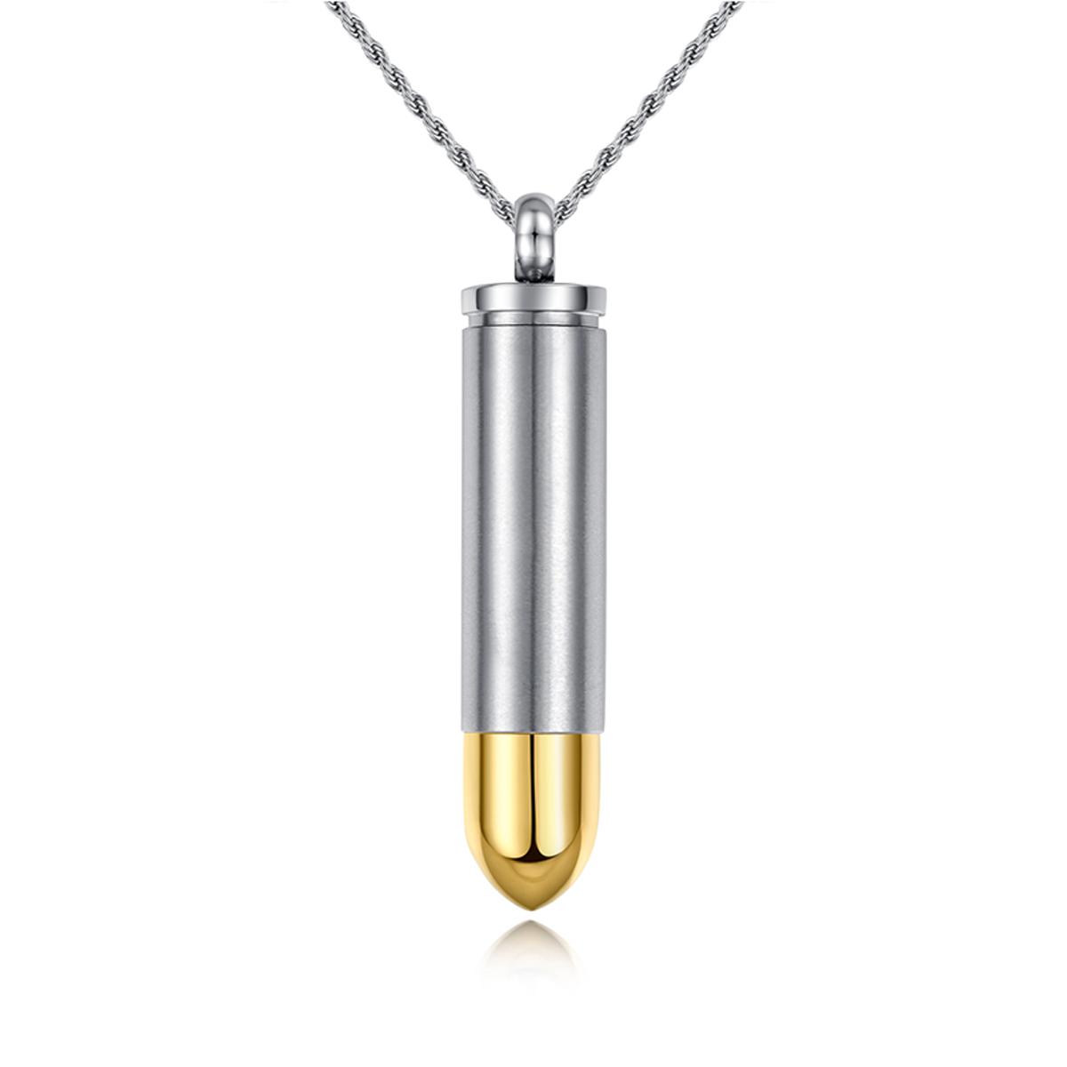 Two Tone Bullet Cremation Urn Pendant