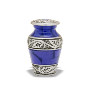 Decorative blue and white tribal-patterned vase.
