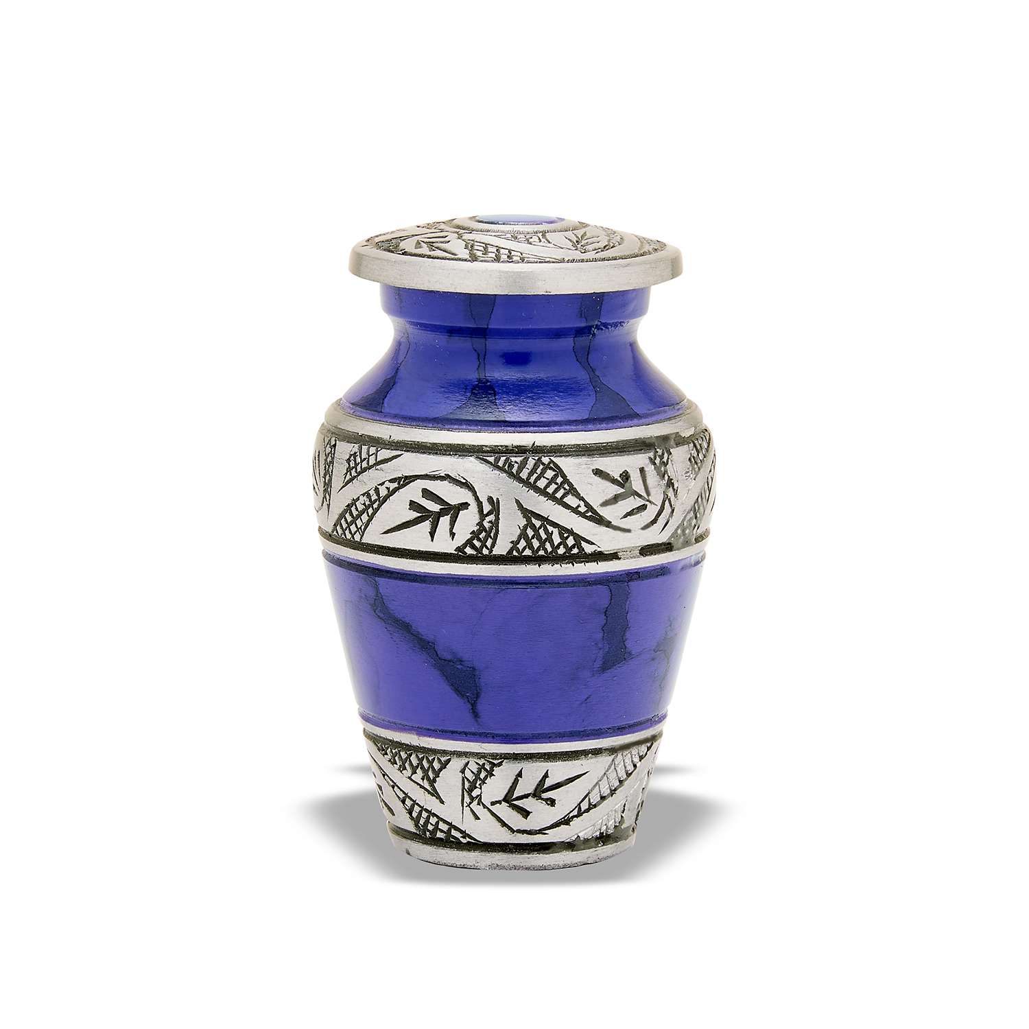 Decorative blue and white tribal-patterned vase.