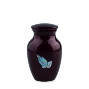 Black ceramic urn with blue bird design