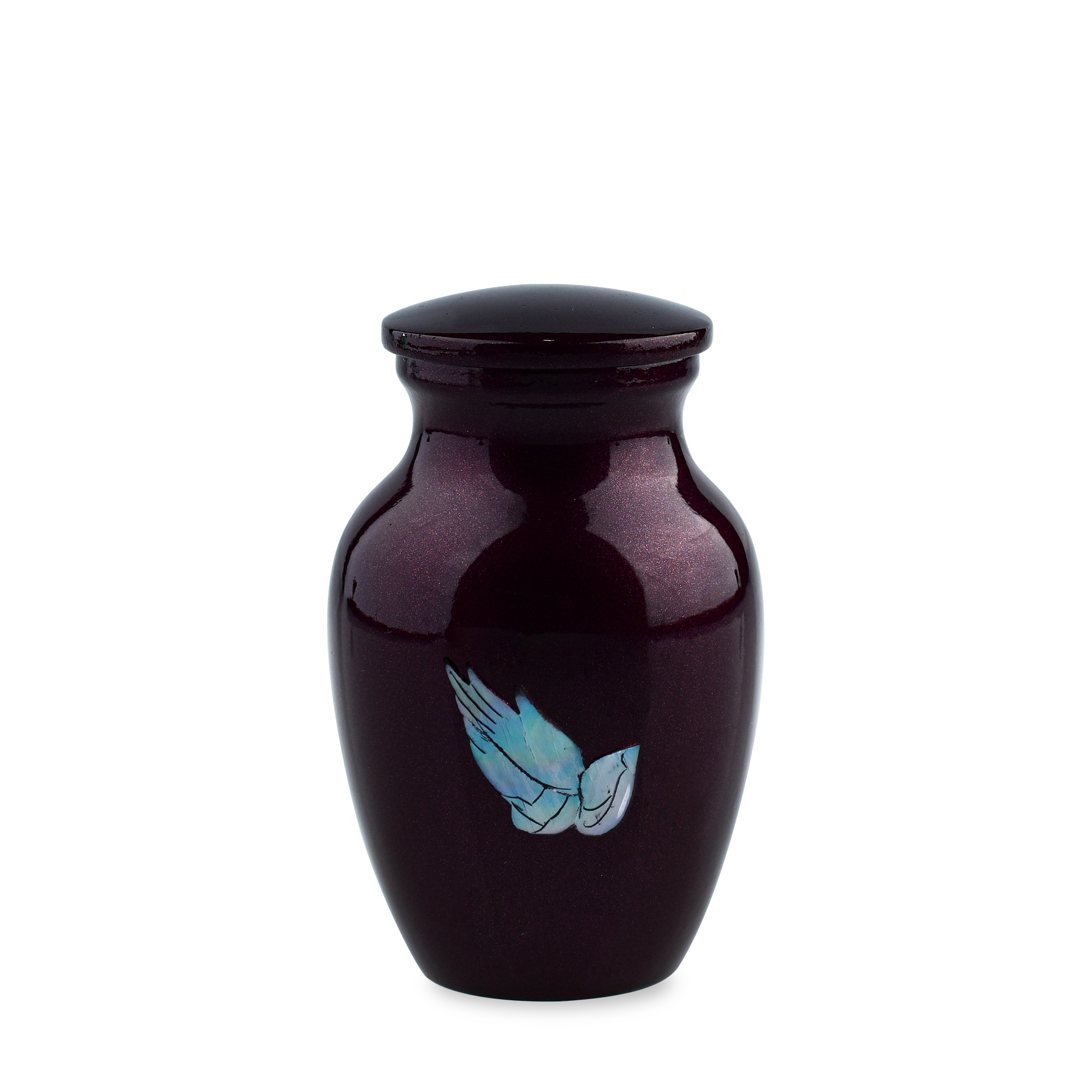 Black ceramic urn with blue bird design
