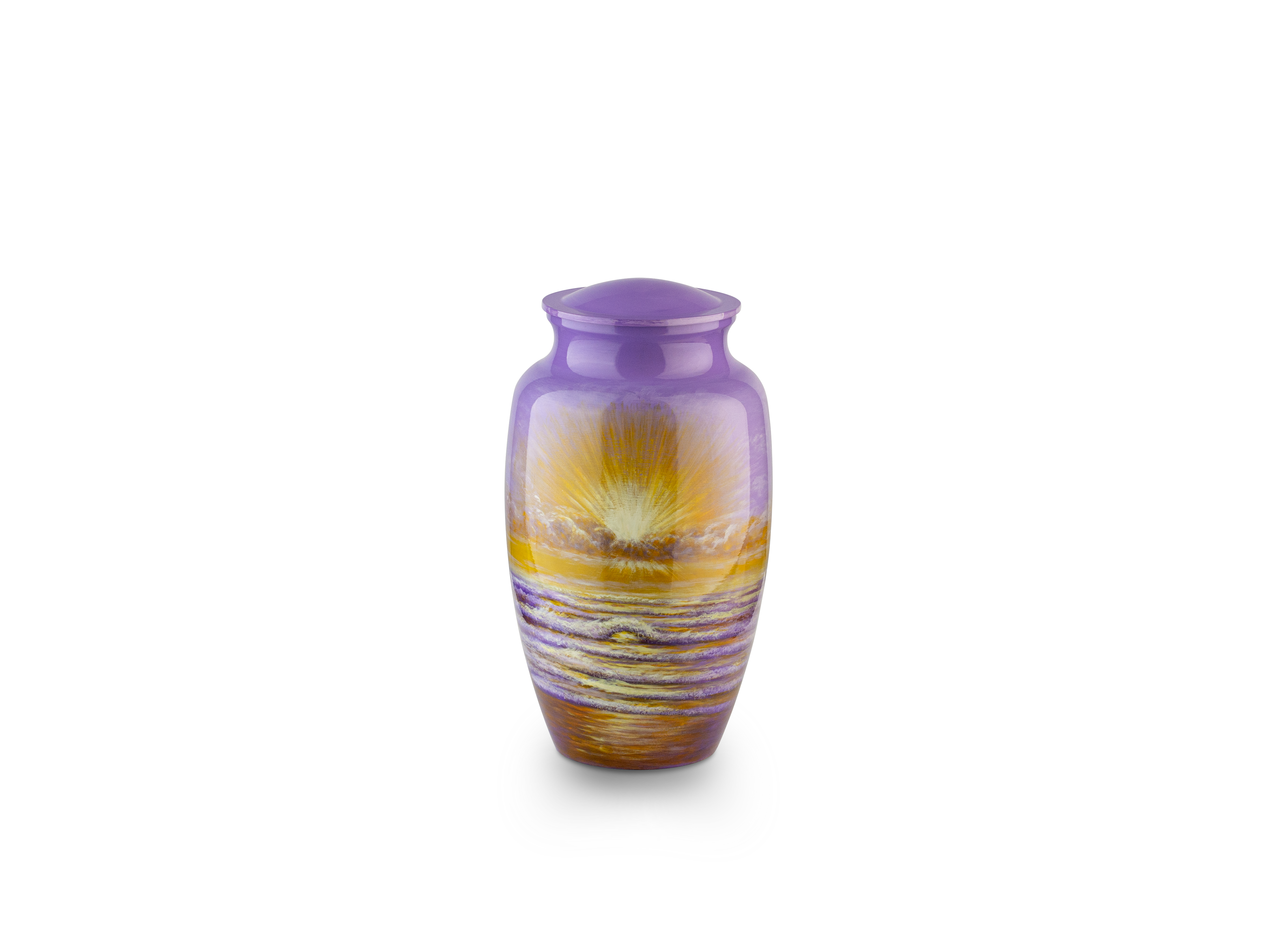 Purple and yellow striped glass vase.
