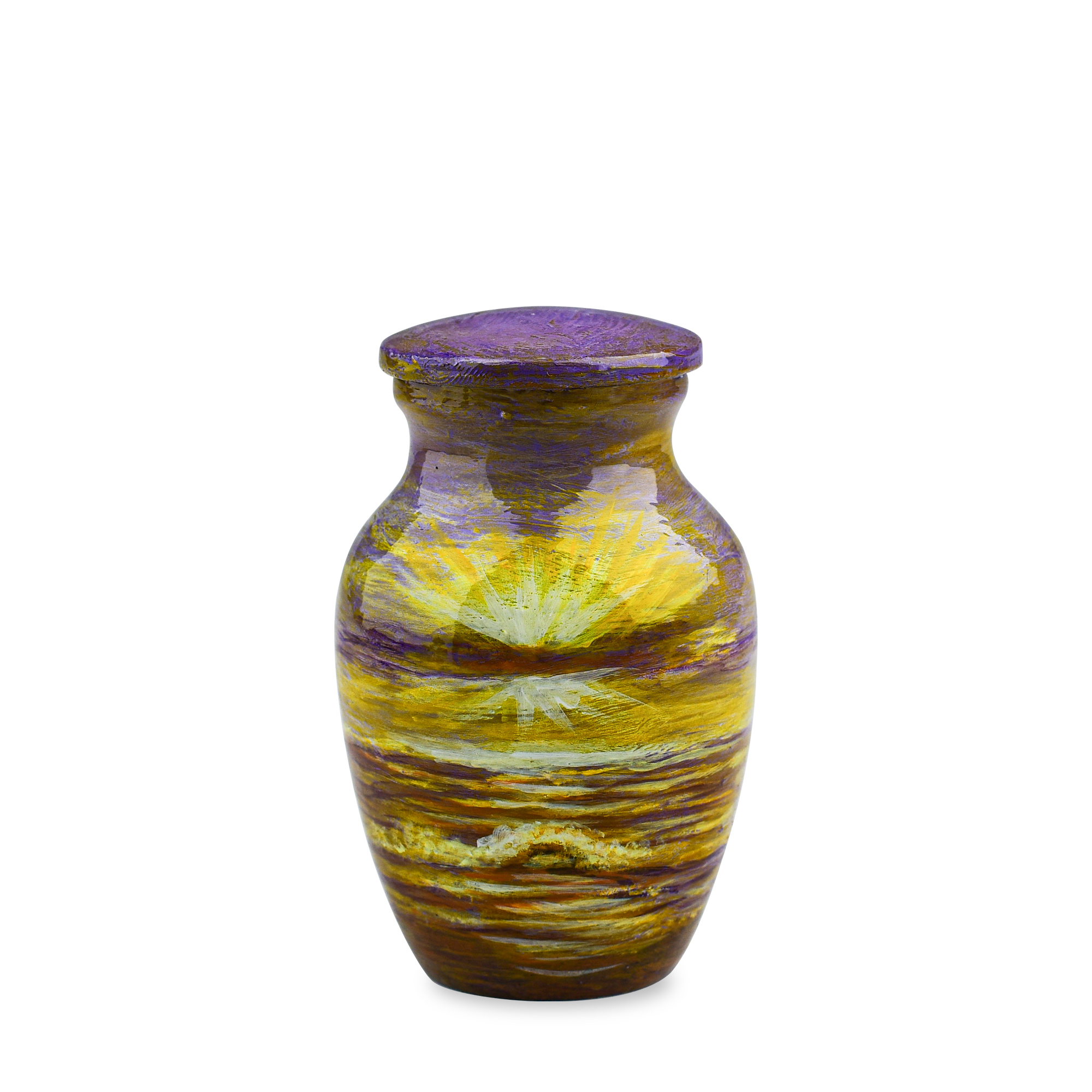 Colorful hand-painted ceramic vase isolated on white.