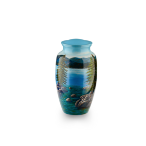 Decorative hand-painted landscape vase.
