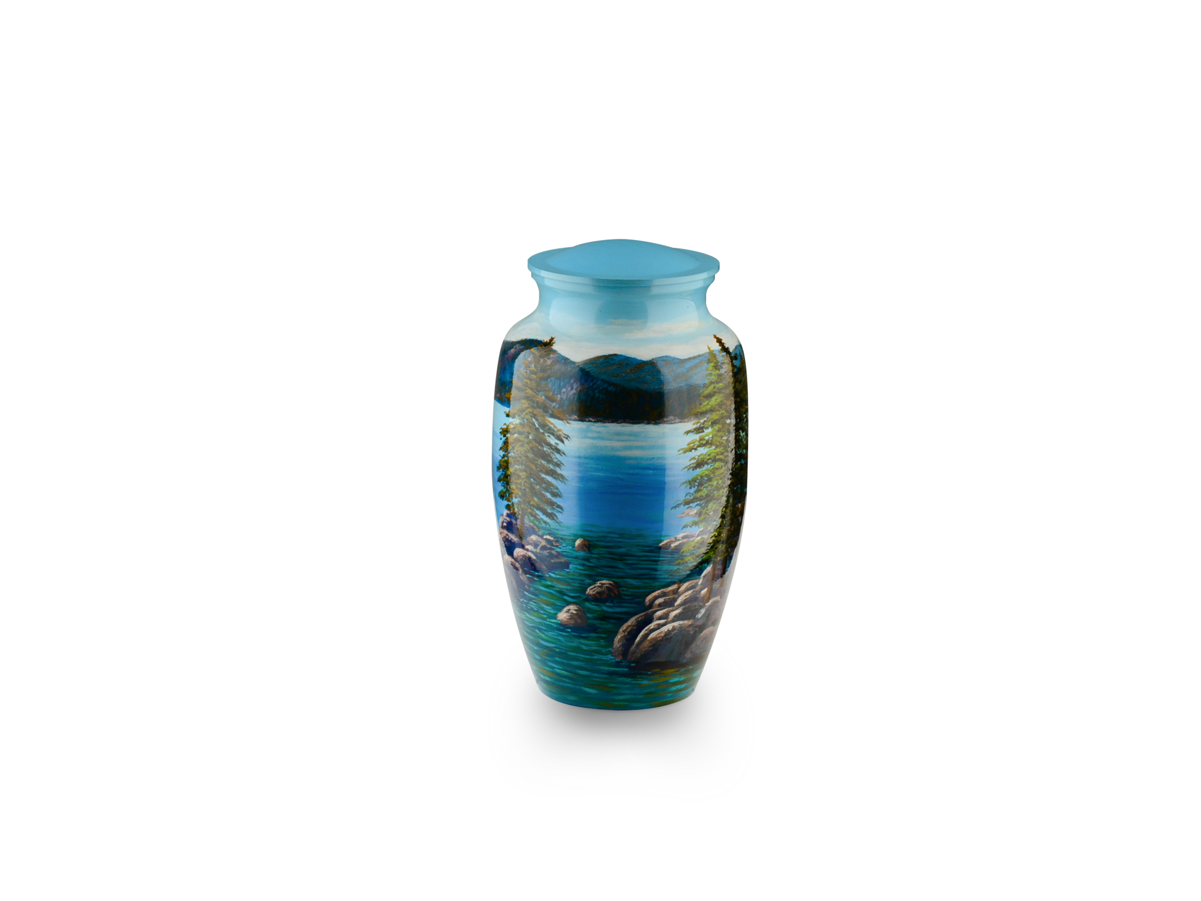 Decorative hand-painted landscape vase.